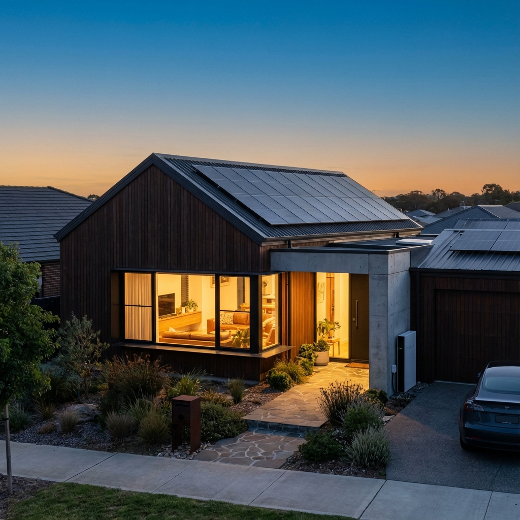 Modern house with solar panels